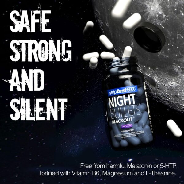 stripfast5000 Weight Management Support + Relaxation Capsules, Stimulant-Free for Women & Men, Night Bullets Blackout