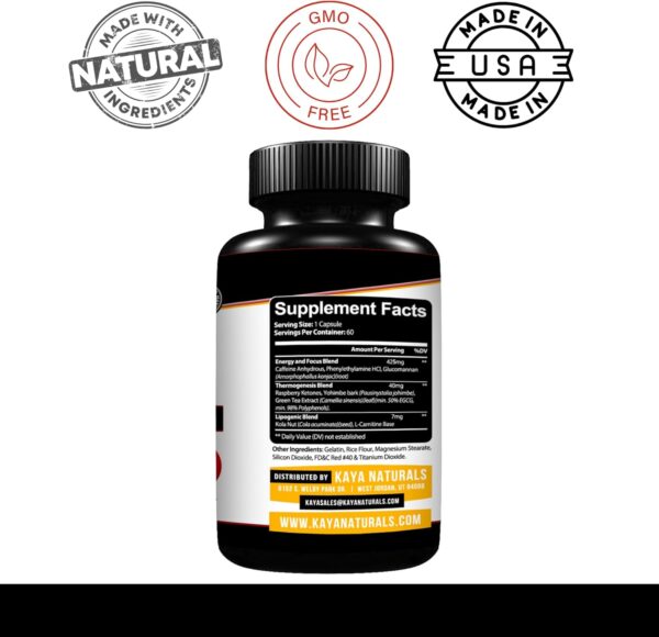 71kB0hRRsTL._AC_SL1500_.jpg Kaya Naturals Supreme Fat Burner - Weight Loss Pills Women & Men - Appetite Suppressant Supplement - Powerful Thermogenic Diet Pills - Natural Energy Boost Oxy Burn 60 Count