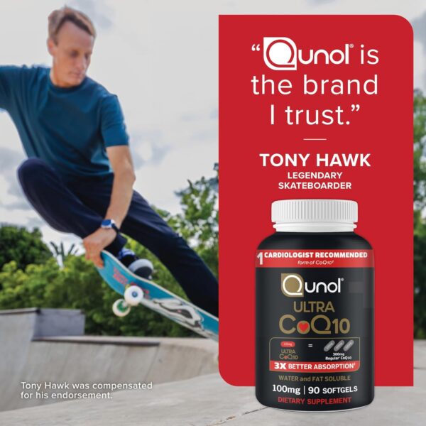 Qunol Ultra CoQ10 100mg Softgels- 3x Better Absorption, Antioxidant for Heart Health & Energy Production, Coenzyme Q10 Vitamins and Supplements, 3 Month Supply, 90 Count