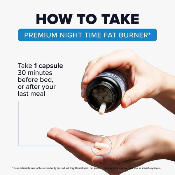 Night Time Fat Burner for Weight Loss Support & Sleep Aid | Appetite Suppressant, Carb Blocker, Nighttime Metabolism Booster for Stomach Fat Burner & Night Shred with Melatonin | Non-GMO, Vegan 60ct