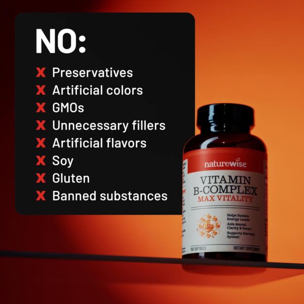 NatureWise Vitamin B Complex for Women and Men - with Folic Acid Biotin B1 B2 B3 B6 B12 - Support Cellular Energy & Mental Clarity - Gluten & Dairy Free, Non-GMO - 60 Softgels[2-Month Supply]