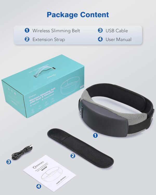 KNQZE Cordless Back Massager Belt for Pain Relief, Stomach Massager for Digestion, Heating Pad with 2 Heating Levels, Slimming Massage Belt with 3 Vibration Modes, Gifts for Women Men