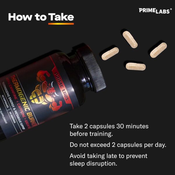 Prime Labs Thermogenic Fat Burner for Men - Weight Loss Supplement - with L-Carnitine, Caffeine, & Green Tea - Thermogenic Energy & Metabolic Support - Third-Party Tested, Made in the USA - 60 Count