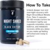 Night Shred Black Melatonin-Free Nighttime Fat Burner and Sleep Support Supplement - GABA Complex with Ashwagandha, CLA, Grains of Paradise, and Zylaria - Thermogenic Fat Burner - 90 Vegan Capsules