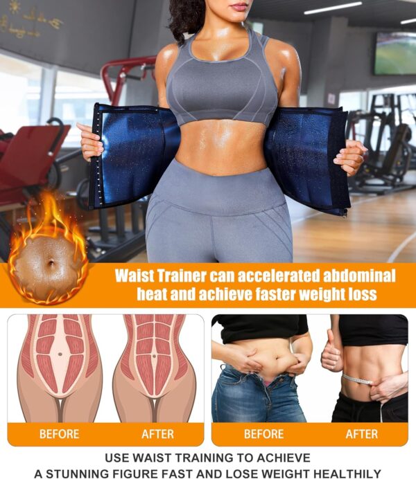 LEINIDINA Womens Waist Trainer Corset with Zipper Sweat Waist Trimmer for Women Workout Belt Corset Shapewear