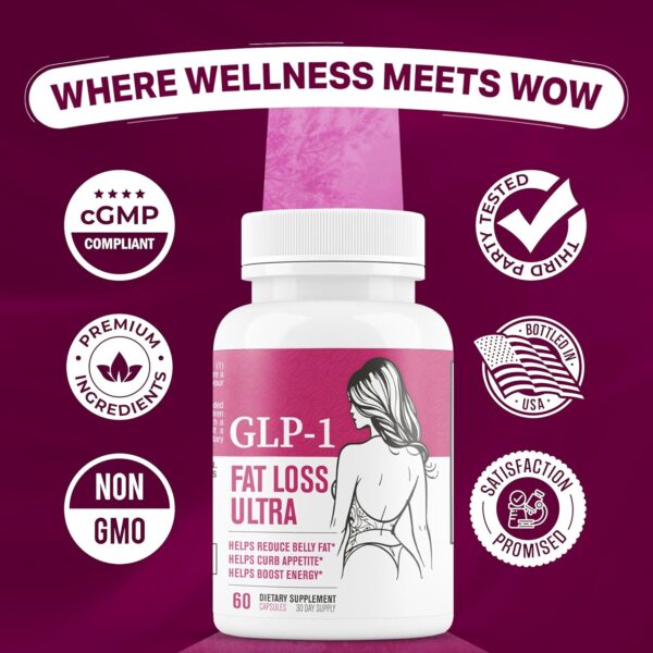 81CsDlRsTiL._AC_SL1500_.jpg GLP-1 Fat Loss Ultra - Weight Loss Pills, Appetite Suppressant & Fat Burner for Women | Supports Healthy Pathways Associated with GLP-1 Activity | 3rd Party Tested Supplement - 60 Capsules for Adults
