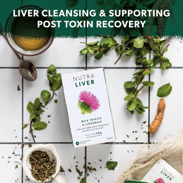81DKXW-wQgL._SL1500_.jpg NUTRALIVER - Detox Tea for Liver Cleansing and Support - With Milk Thistle, Turmeric & Fennel - 20 Tea Bags - Herbal Tea by Nutra Tea
