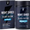 Night Shred Black Melatonin-Free Nighttime Fat Burner and Sleep Support Supplement - GABA Complex with Ashwagandha, CLA, Grains of Paradise, and Zylaria - Thermogenic Fat Burner - 90 Vegan Capsules