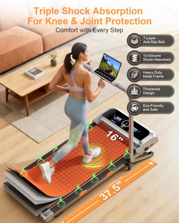 81K2EFOZB5L._AC_SL1500_.jpg Walking Pad with 15% 12-Level Auto Incline & Handle Bar, 450 lbs Capacity UI Screen, Rayspace 3.5HP Quiet Under Desk Treadmill, Speaker, APP & Remote Control, Treadmills for Home Hiking