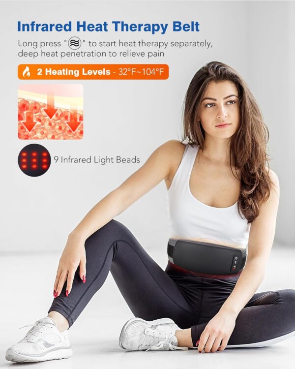 KNQZE Cordless Back Massager Belt for Pain Relief, Stomach Massager for Digestion, Heating Pad with 2 Heating Levels, Slimming Massage Belt with 3 Vibration Modes, Gifts for Women Men
