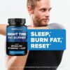 Night Time Fat Burner for Weight Loss Support & Sleep Aid | Appetite Suppressant, Carb Blocker, Nighttime Metabolism Booster for Stomach Fat Burner & Night Shred with Melatonin | Non-GMO, Vegan 60ct