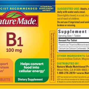 81YVZLGngTL._AC_SL1500_.jpg Nature Made Vitamin B1 100mg, Thiamine B1 Supplement for Energy Metabolism Support, 100 Tablets, 100 Day Supply