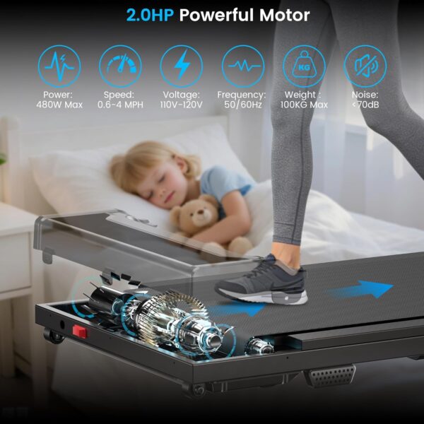 Walking Pad Treadmill for Home - Under Desk Walk Pads with Remote Control Mini Running Portable Electric Machine Adjustable Slim Compact with 0.6-4.0MPH Max up 220 Lbs Modes for Office Small Spaces