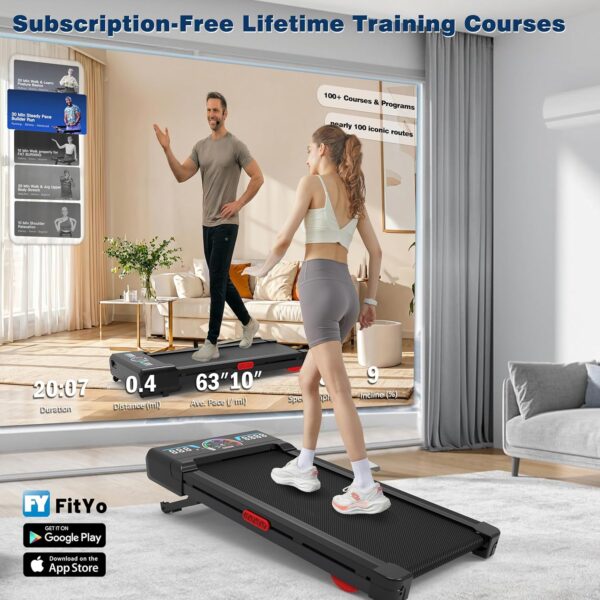 Walking Pad Treadmill with 12% 9-Level Auto Incline, 450 lbs Capacity RGB LED Screen, Bluetooth Speaker Under Desk Treadmill, Compact Treadmills for Home Hiking