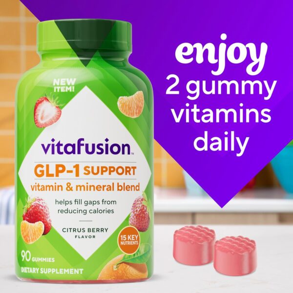 vitafusion GLP-1 Support Multivitamin, Vitamin and Mineral Blend, 15 Essential Nutrients, Citrus Berry Flavor, 90 Count, 45 Day Supply 