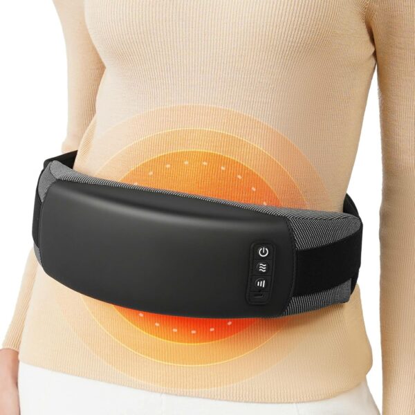 KNQZE Cordless Back Massager Belt for Pain Relief, Stomach Massager for Digestion, Heating Pad with 2 Heating Levels, Slimming Massage Belt with 3 Vibration Modes, Gifts for Women Men