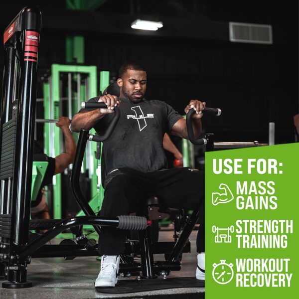 Rule 1 Proteins Mass Gainer - High-Calorie Weight Gain Formula with 1,220+ Calories, 250g+ Complex Carb Blend, 40g All-Whey Protein Per Serving (8 Servings, Strawberries & Crème)