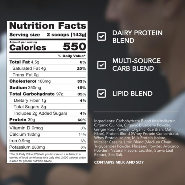 RIVAL NUTRITION Clean Gainer Soft Serve Vanilla High-Protein Lean Gainer Powder I 5 Lb, 16 Servings I 550 Calories, 30g Protein, 97g Multi-Source Carbs Per Serving I Natural Flavors, Clean Ingredients