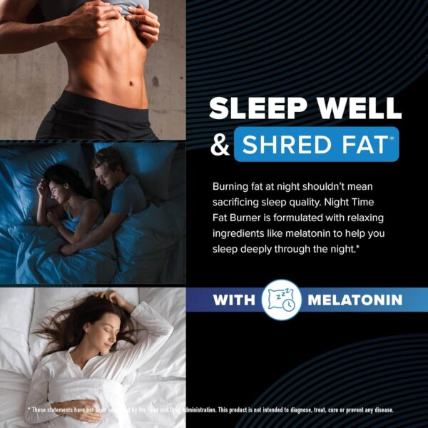Night Time Fat Burner for Weight Loss Support & Sleep Aid | Appetite Suppressant, Carb Blocker, Nighttime Metabolism Booster for Stomach Fat Burner & Night Shred with Melatonin | Non-GMO, Vegan 60ct