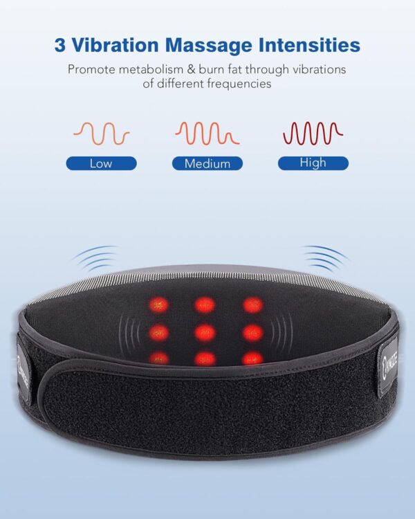 KNQZE Cordless Back Massager Belt for Pain Relief, Stomach Massager for Digestion, Heating Pad with 2 Heating Levels, Slimming Massage Belt with 3 Vibration Modes, Gifts for Women Men