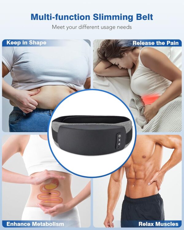 KNQZE Cordless Back Massager Belt for Pain Relief, Stomach Massager for Digestion, Heating Pad with 2 Heating Levels, Slimming Massage Belt with 3 Vibration Modes, Gifts for Women Men