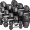 Signature Fitness Rubber Coated Hex Dumbbells Hand Weights for Exercises and Fitness Home Gym, 5-50 lbs, Pairs